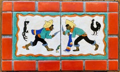 "COCK FIGHT"  SAN JOSE TILE TABLE 1940S