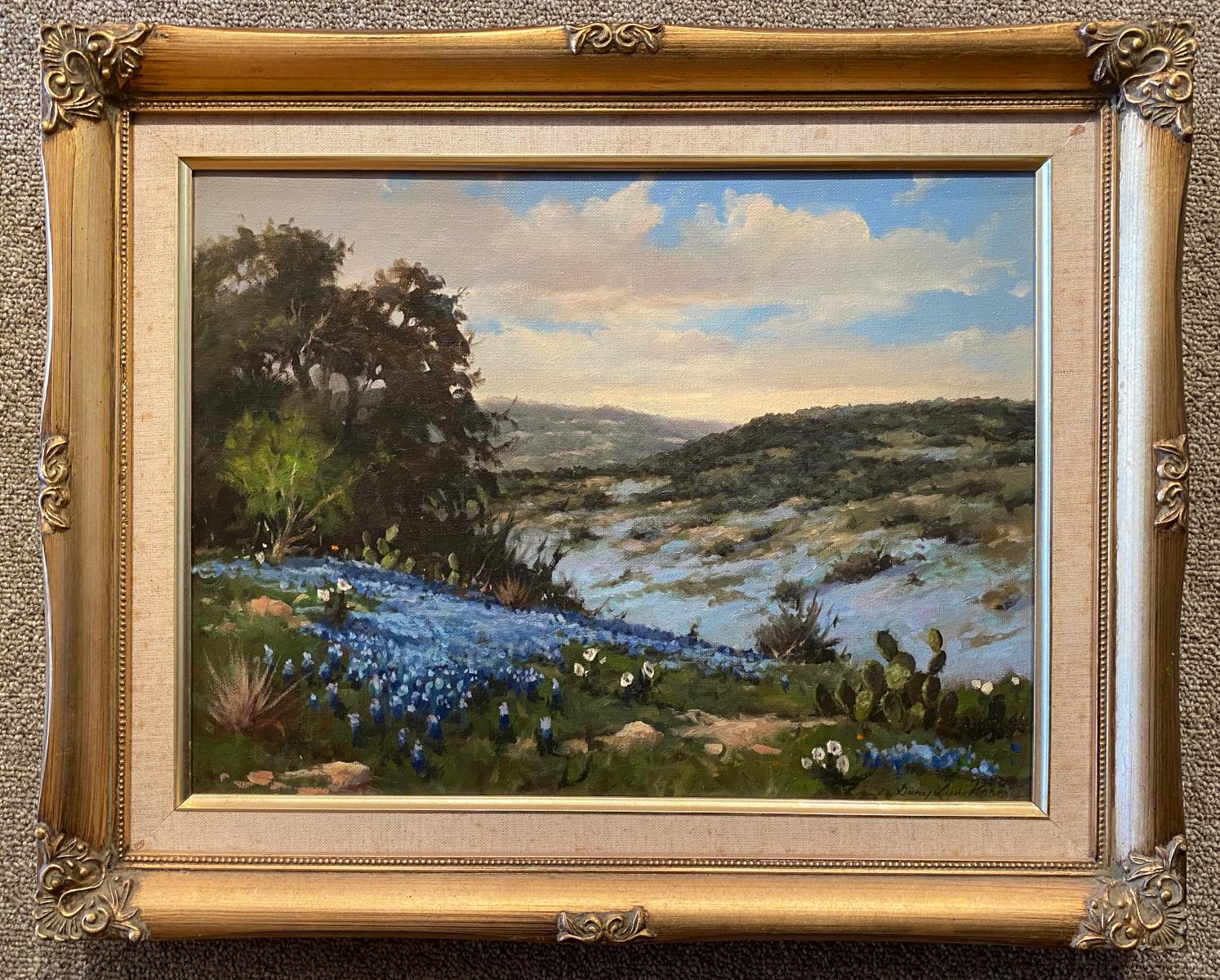 Gary Lynn Roberts Landscape Painting - "BLUEBONNETS"  TEXAS HILL COUNTRY