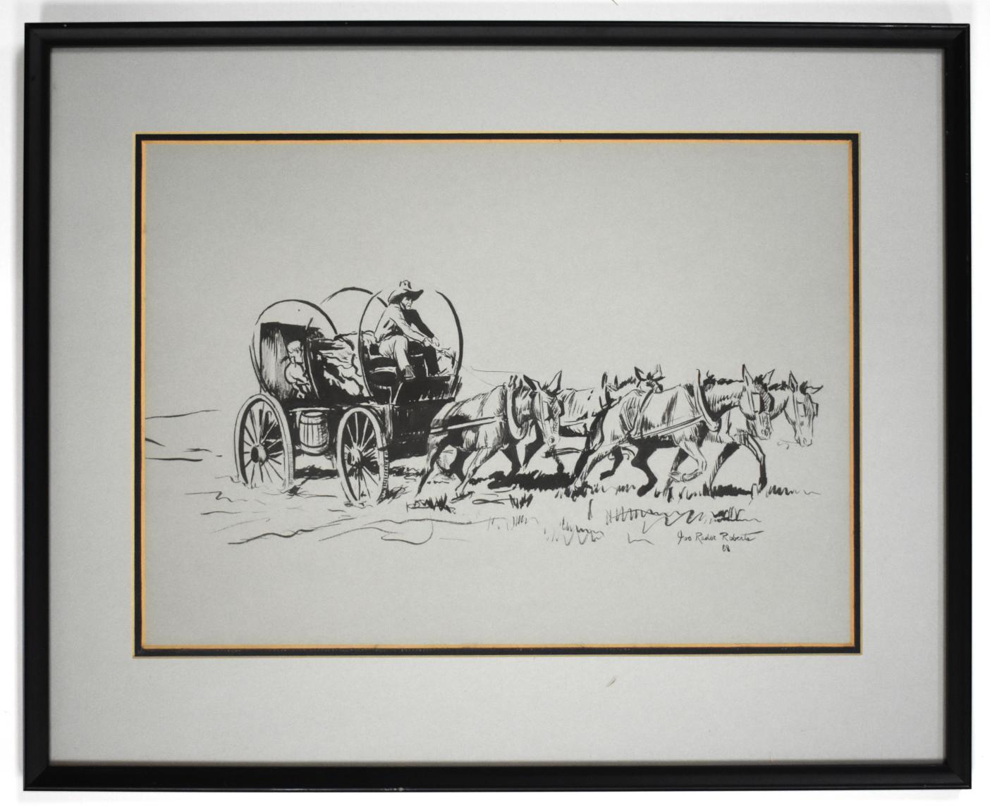 „WAGON AND HORSES“ WESTERN COWBOYS – Art von Joe Raider Roberts