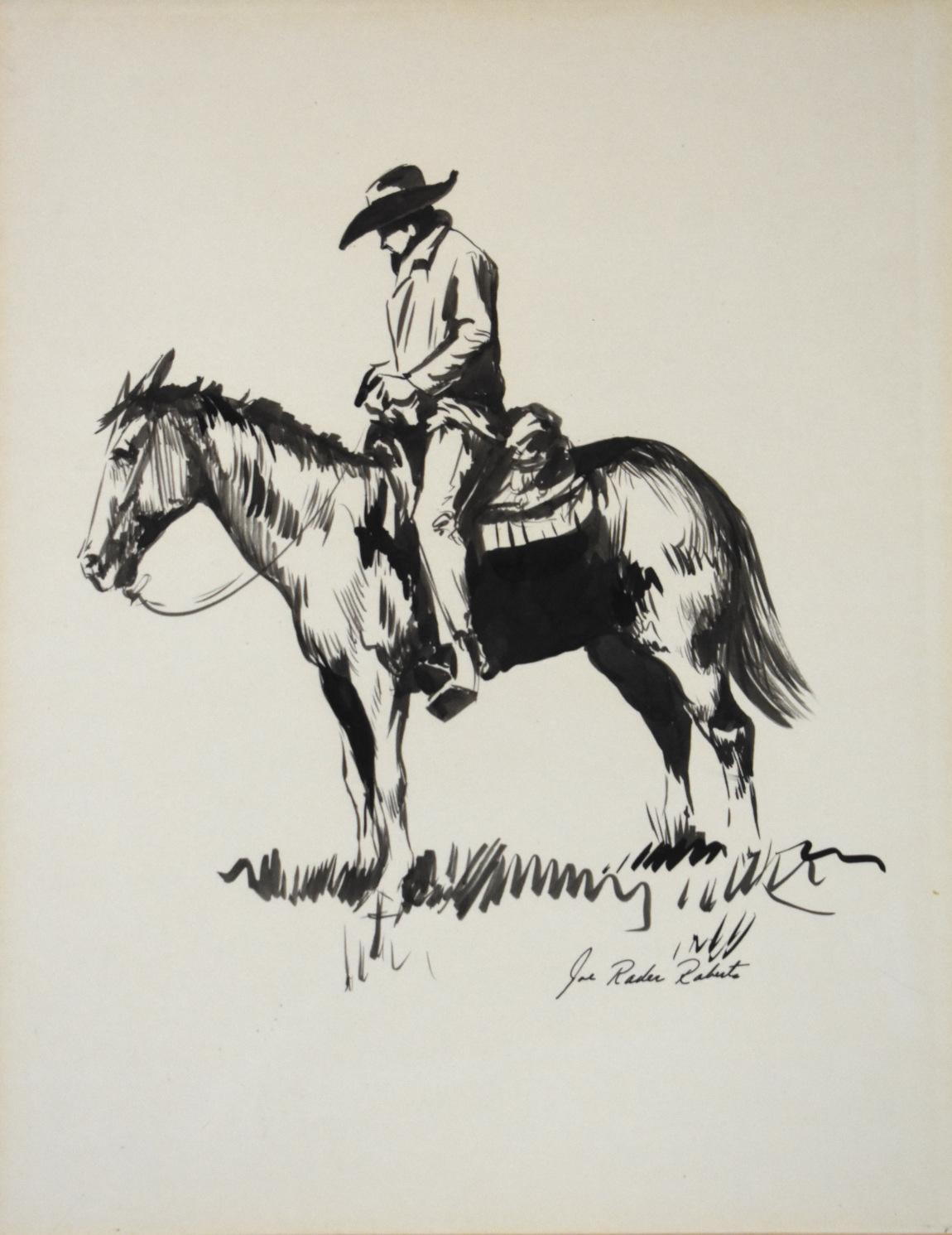 „COWBOY ON HORSE“ WESTERN – Art von Joe Raider Roberts