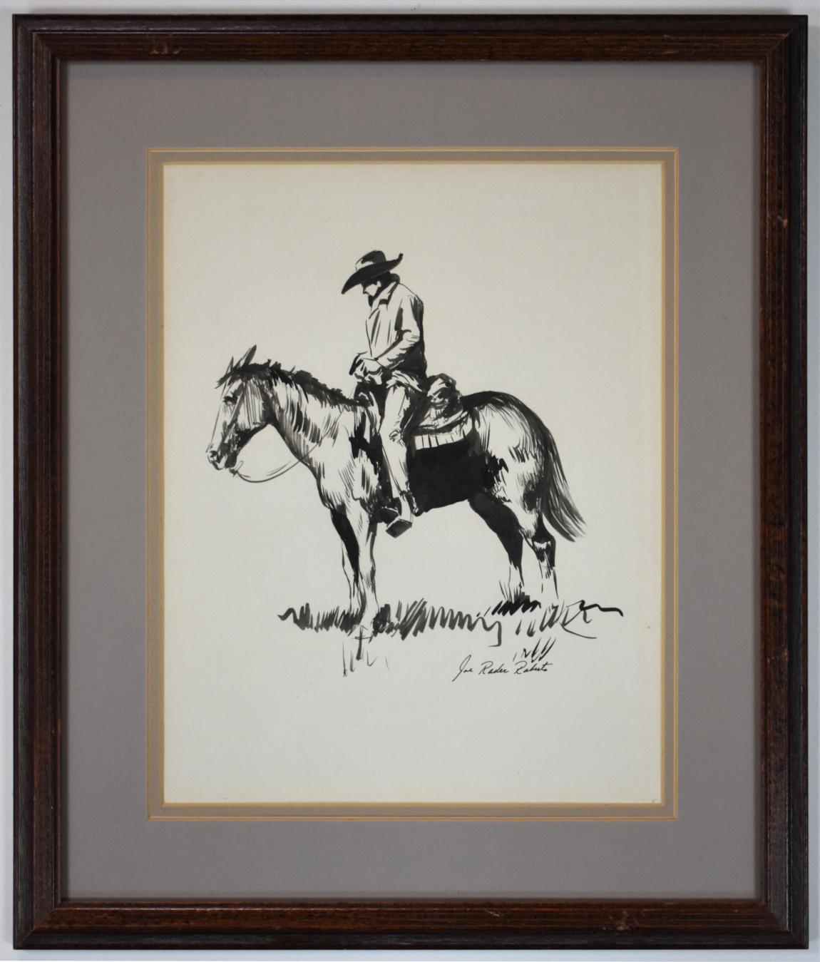 Joe Raider Roberts Portrait – „COWBOY ON HORSE“ WESTERN