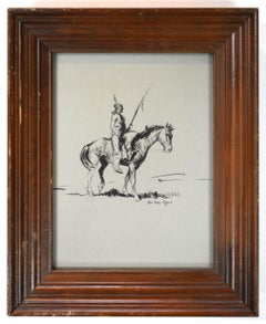 Vintage "INDIAN ON HORSE" NATIVE AMERICAN WESTERN