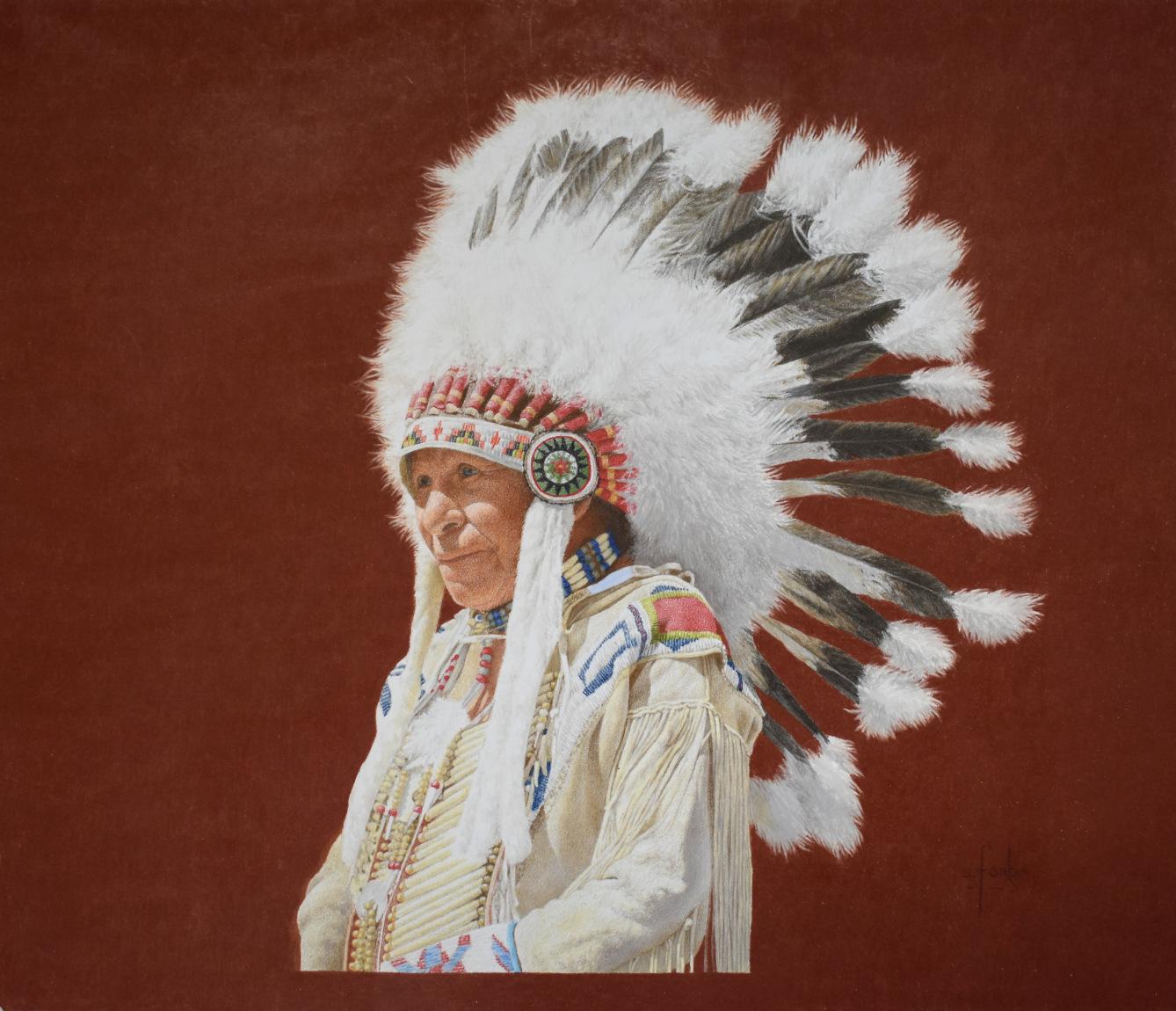 Steve Forbis Figurative Art - "TRIBAL ELDER" NATIVE AMERICAN INDIAN CHIEF