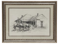 "Torres Grocery" Langtry, Texas 1975 Size: 21 x 31 Western Horses Framed 32 x 42