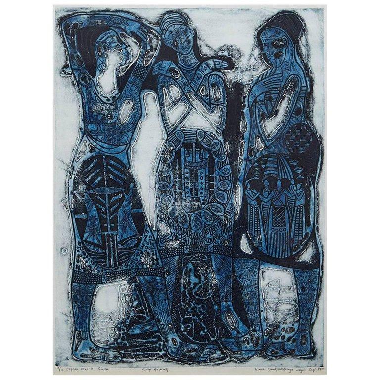 Bruce Onobrakpeya Figurative Print – Mue'li- Widder von Ekpaen