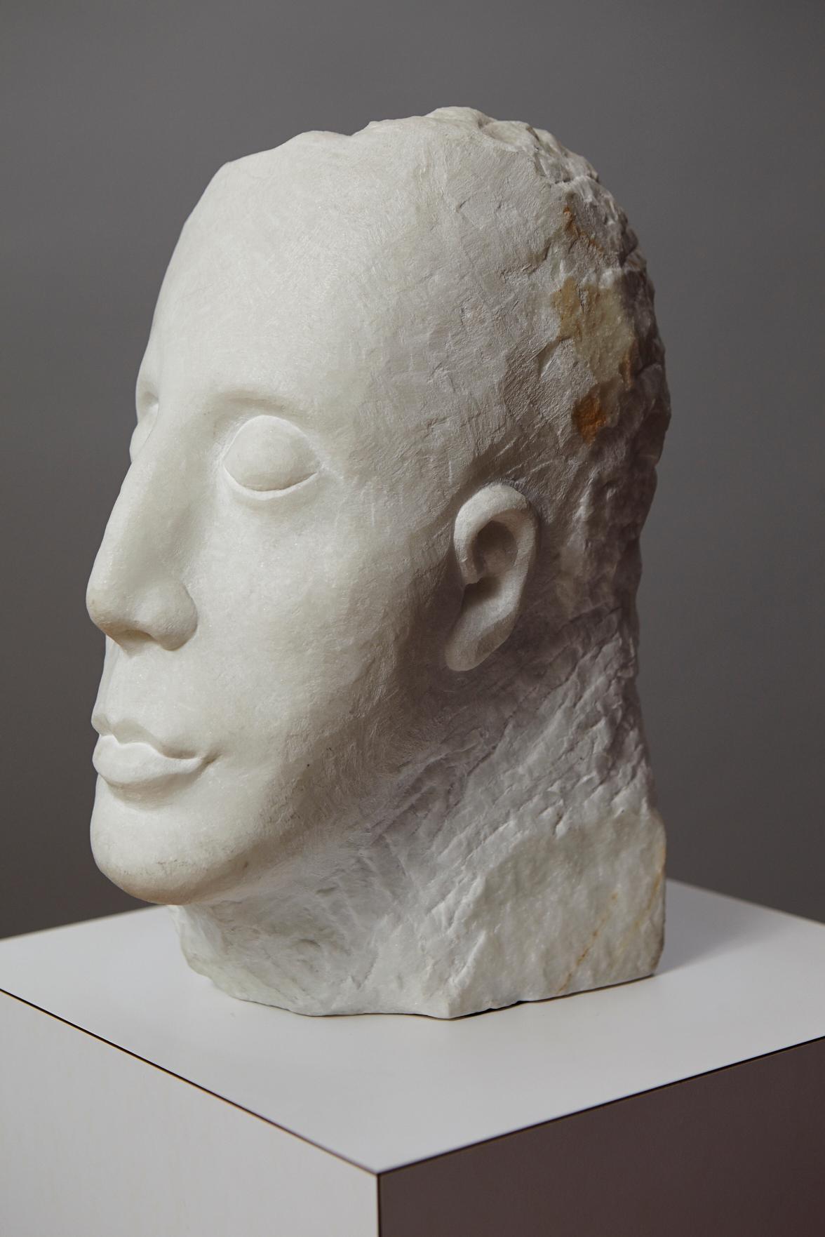 Head III - Gray Figurative Sculpture by Dolores Singer
