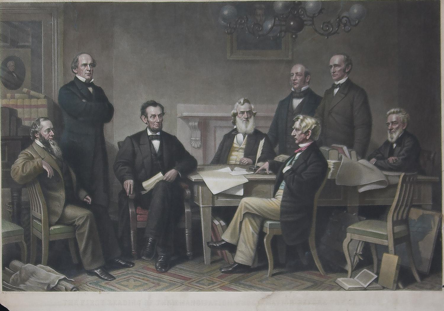 Alexander Hay Ritchie Portrait Print - The First Reading of the Emancipation Proclamation Before the Cabinet