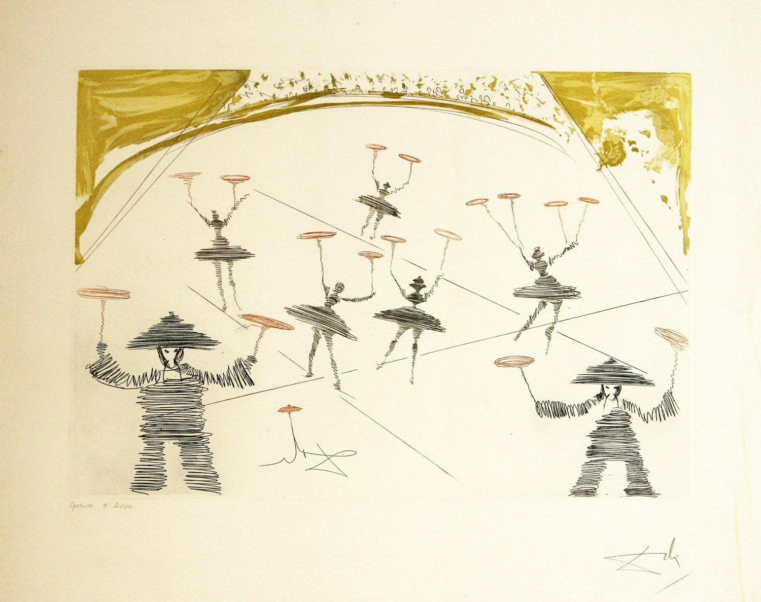 Salvador Dalí Abstract Print - Chinois ( Theatre  Chinois ) etching by Salvador Dali