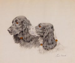  Two Cocker Spaniels Heads original pastel by Paul Wood