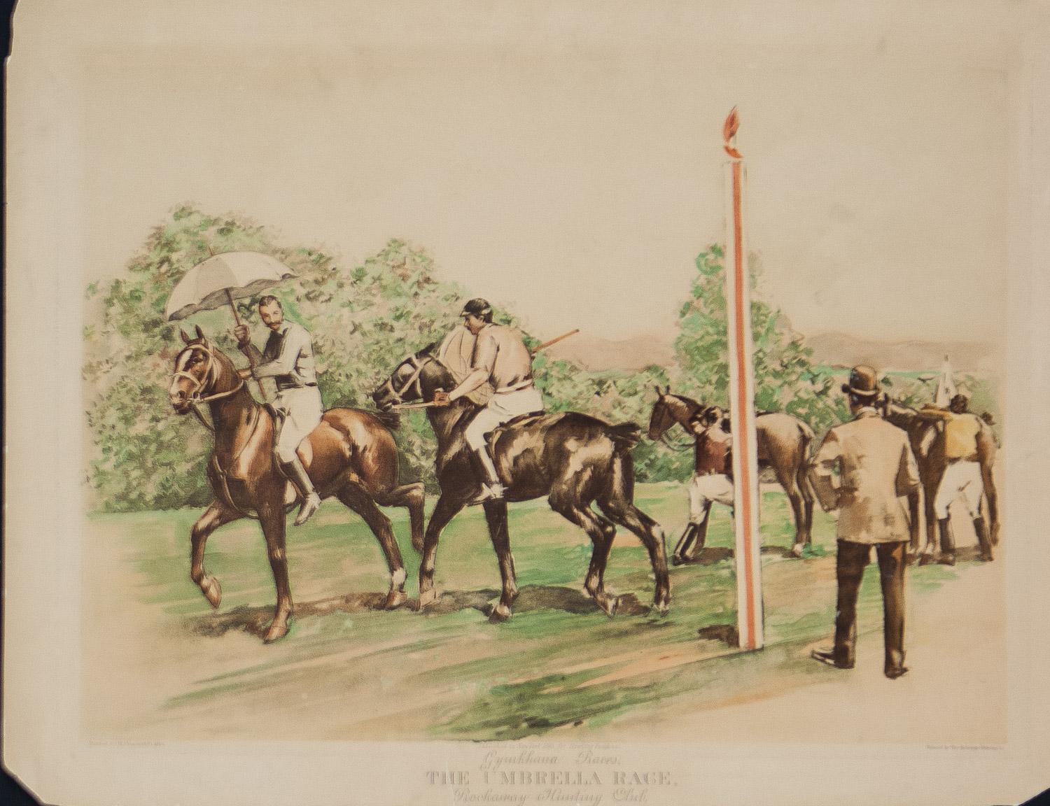 W. S. Vanderbilt Allen Figurative Print - Gymkhana Umbrella Races Rockaway Hunting Club  1890 Sporting Incidents 