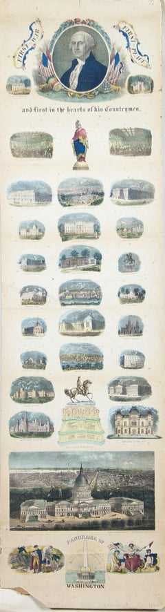 Panorama de Washington Grabado coloreado a mano  pub. por Charles Magnum 1860