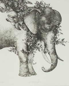 Camouflaged Elephant original lithograph 1975