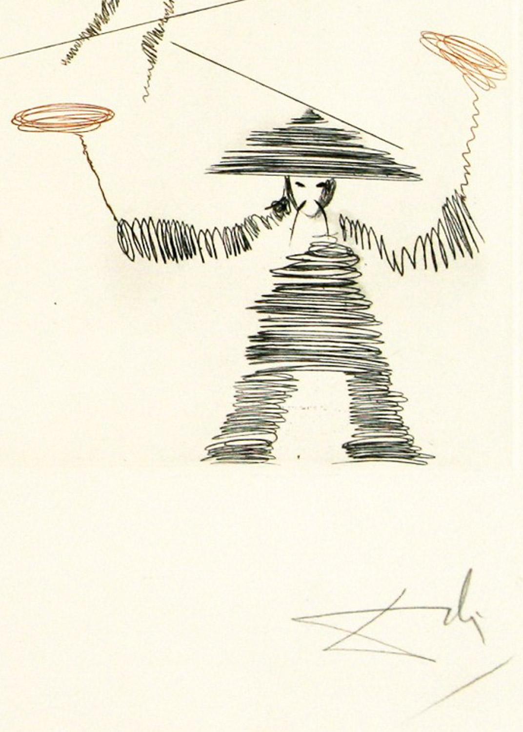 Chinois ( Theatre  Chinois ) etching by Salvador Dali (Weiß), Abstract Print, von Salvador Dalí