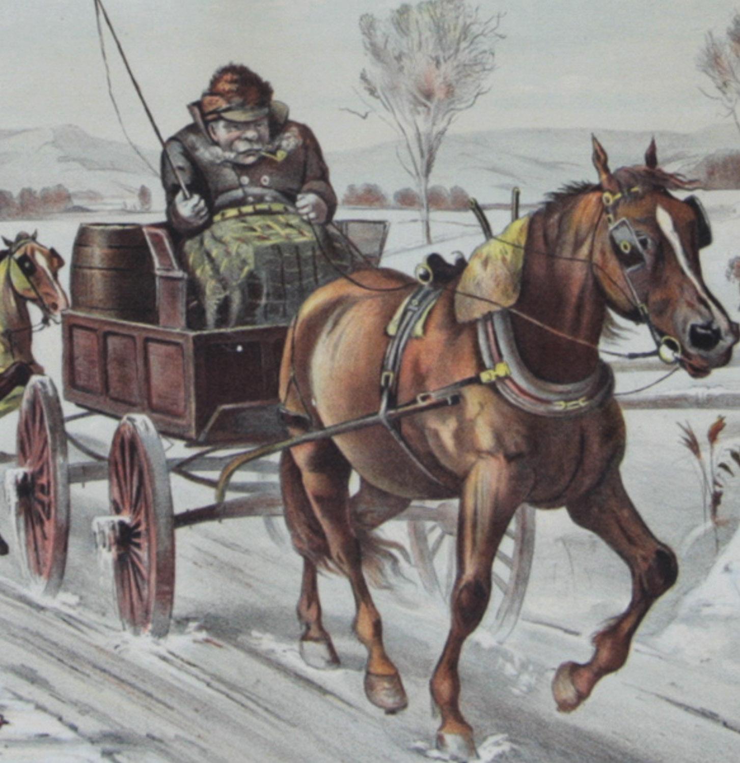 The Fiend of the Road Currier & Ives 1881 Lithograph - Print by Scott Leighton