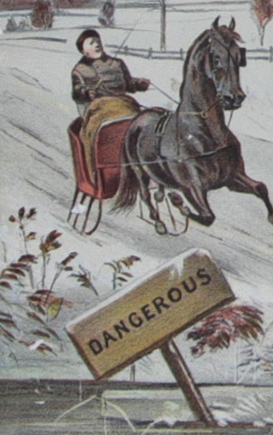 El demonio de la carretera Currier & Ives 1881 Litografía en venta 1