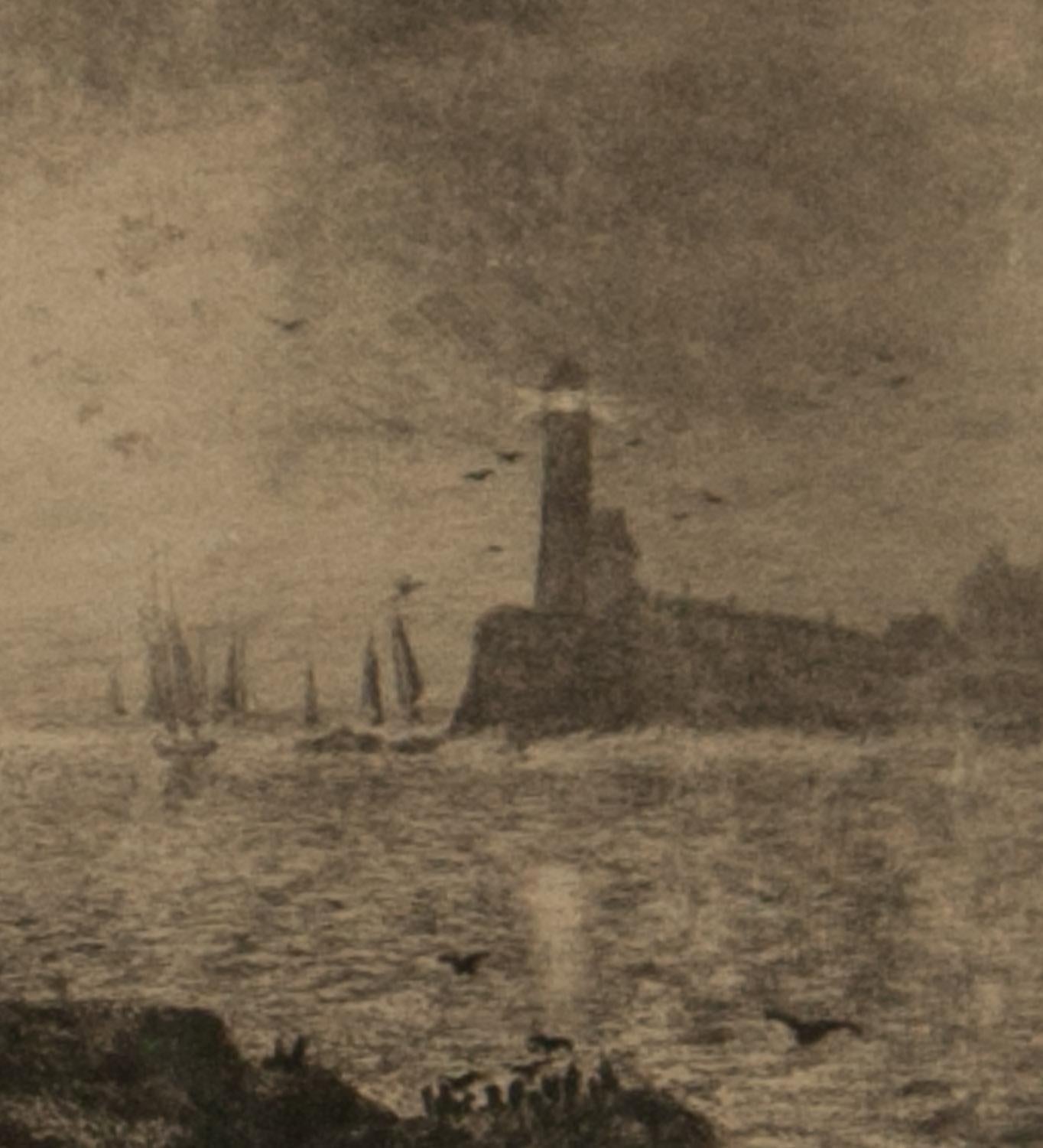 Etching with Lighthouse by M.M.Taylor - Print by Margaret M. Taylor Fox