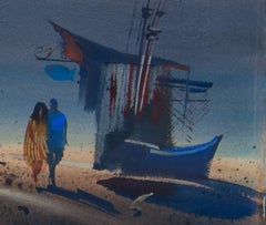 Setting Sun original watercolor by Robert E. Wood