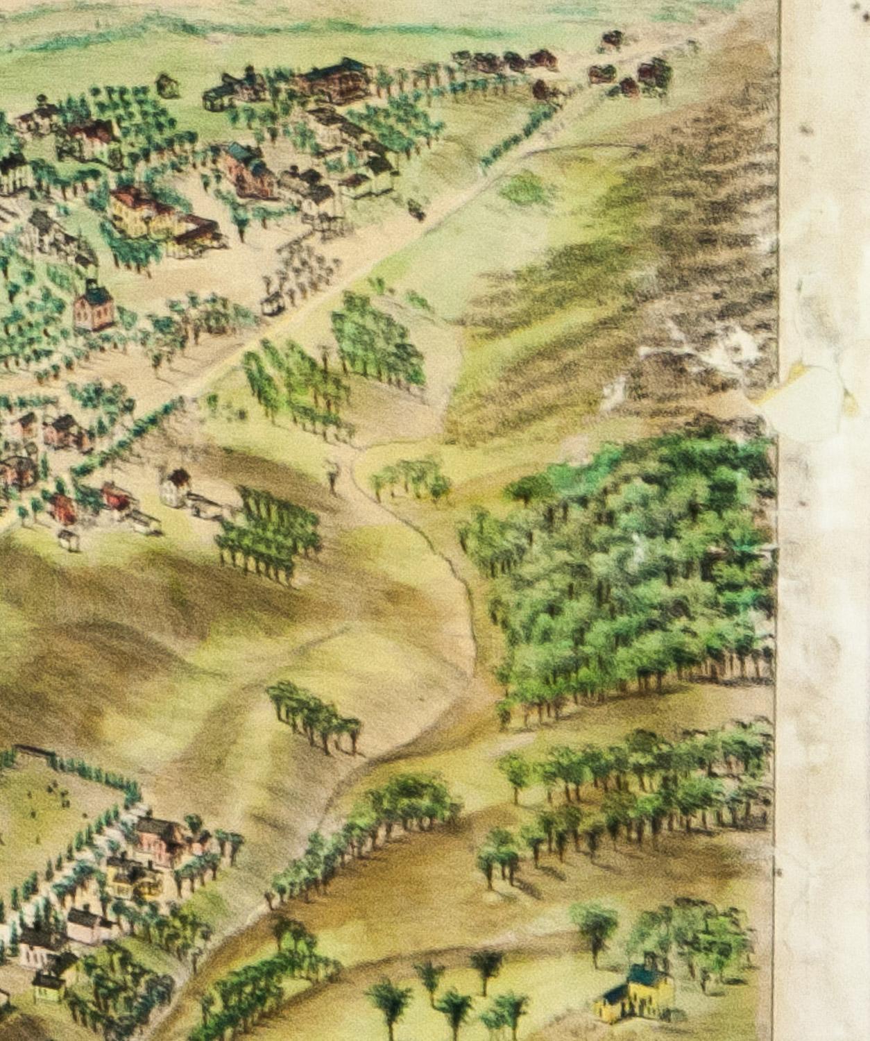 Vista a volo d'uccello di Cheshire Connecticut  litografia del 1882 pubblicata da O. H. Bailey in vendita 5