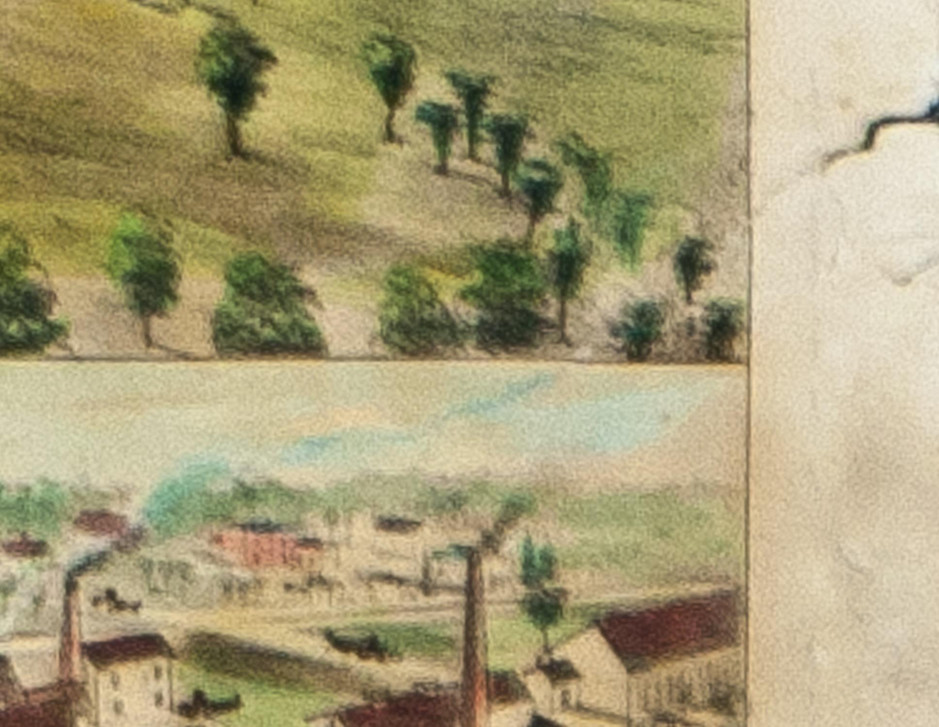 Vista a volo d'uccello di Cheshire Connecticut  litografia del 1882 pubblicata da O. H. Bailey in vendita 8