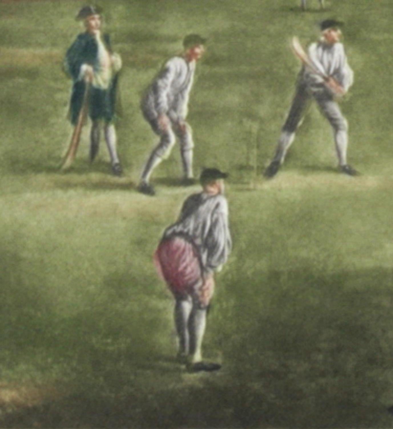 Cricket-Match auf den Mary-le-Bone Fields von Lawrence  Set aus Schildkrötenholz – Print von Lawrence Jossett 