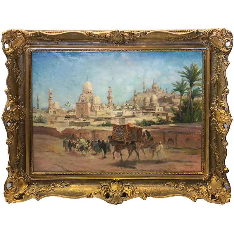 Károly Cserna Landscape Painting - Cairo Caravan 
