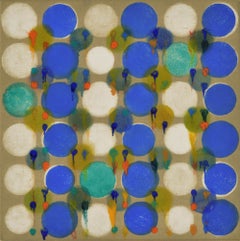 "Dot Variant 28", color dots, abstract, pattern, blue, teal, orange, ochre