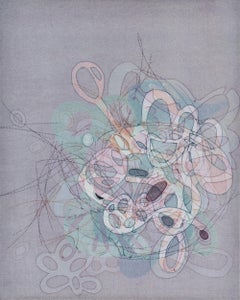 "On and On #18", delicate pastel colored organic, curvy abstract monoprint