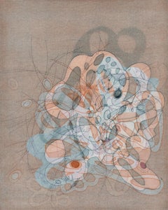 "On and On #20", delicate pastel colored organic, curvy abstract monoprint