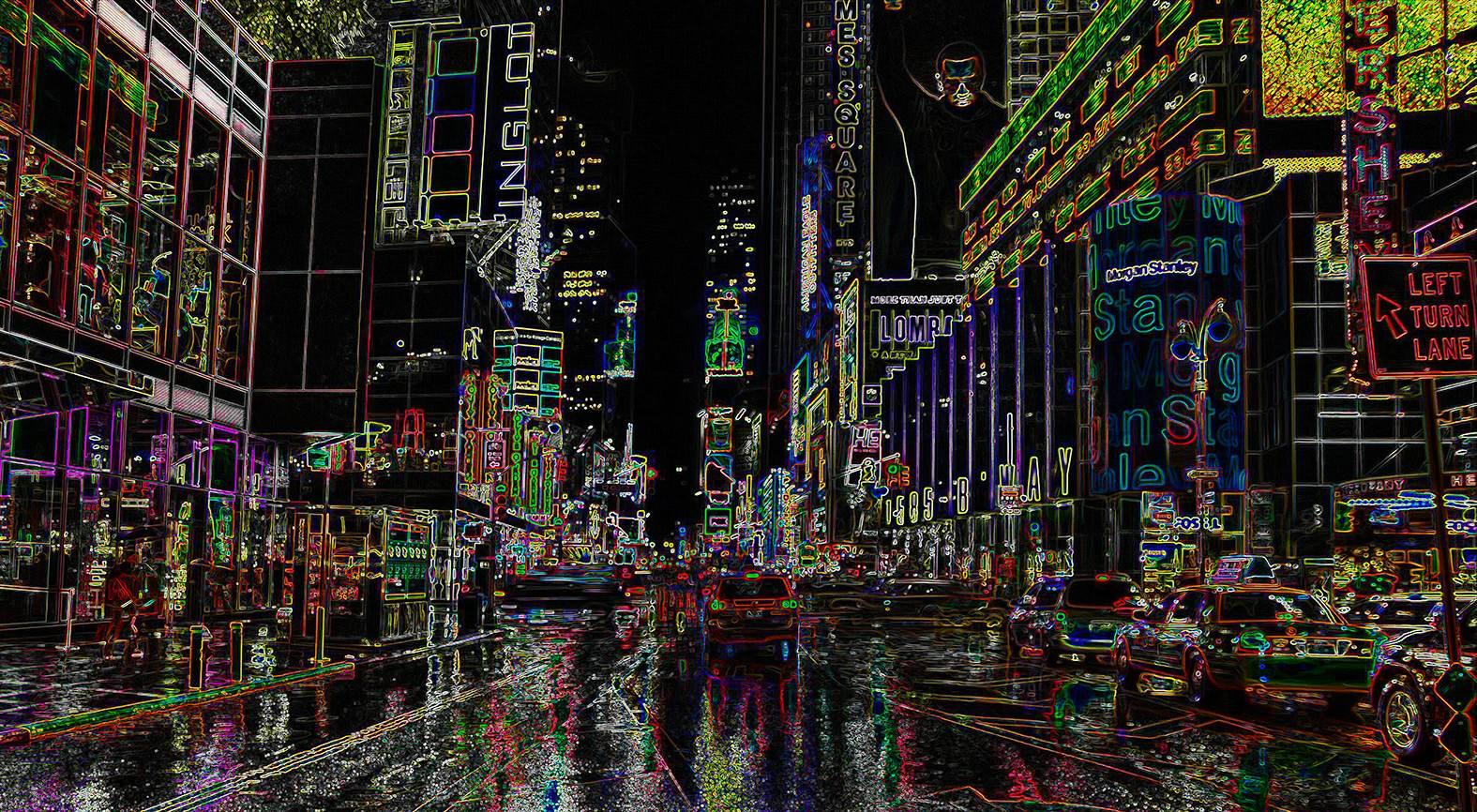 Color Photograph Donis Dayán - Times Square, série néon