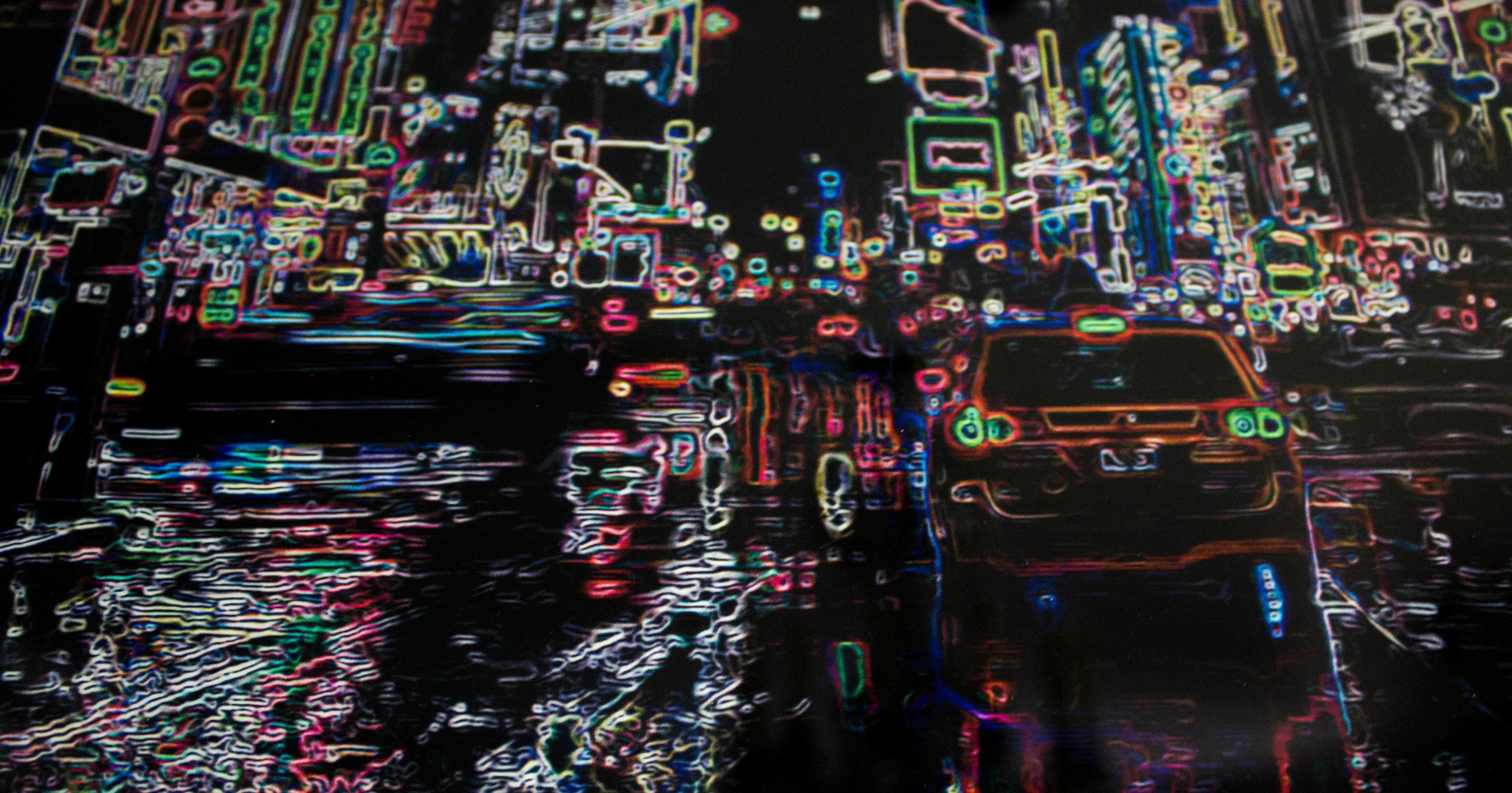 Times Square, série néon - Impressionnisme Photograph par Donis Dayán