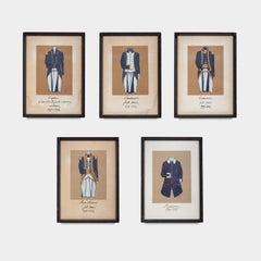 Vintage Set of Five Military Watercolours