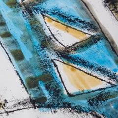 21st Century Monotype and Watercolour 'Square Harbour'