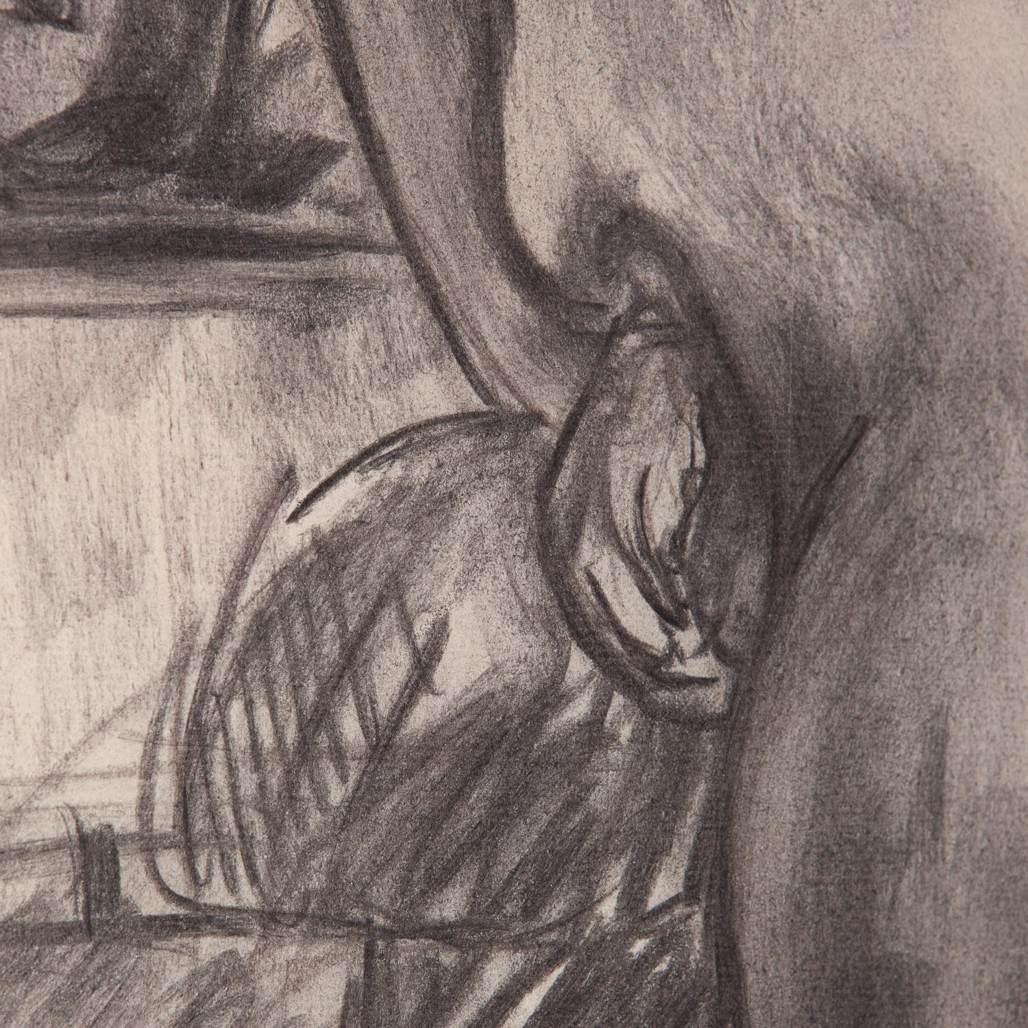 20th Century Italian Nude Charcoal Sketch  For Sale 2