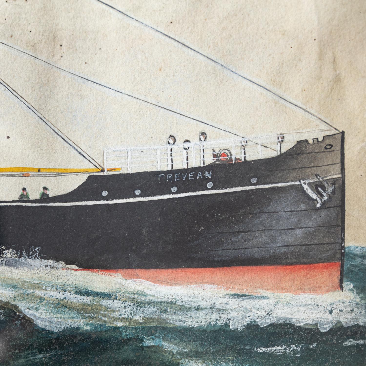 Ship Portrait of ‘Trevean’ - Gray Landscape Art by Unknown