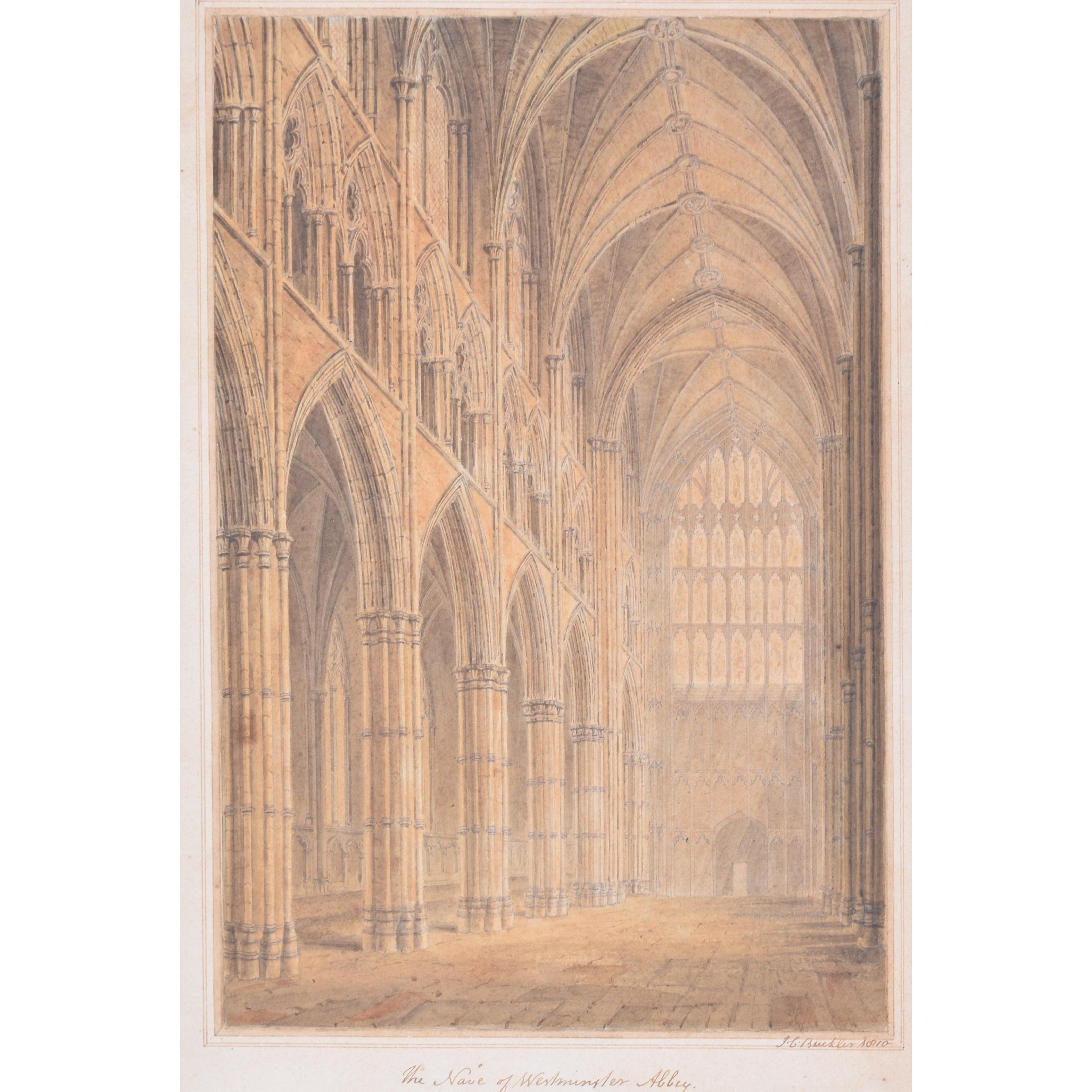 John Chessell Buckler 1810 Westminster Abbey Nave watercolour London Britain