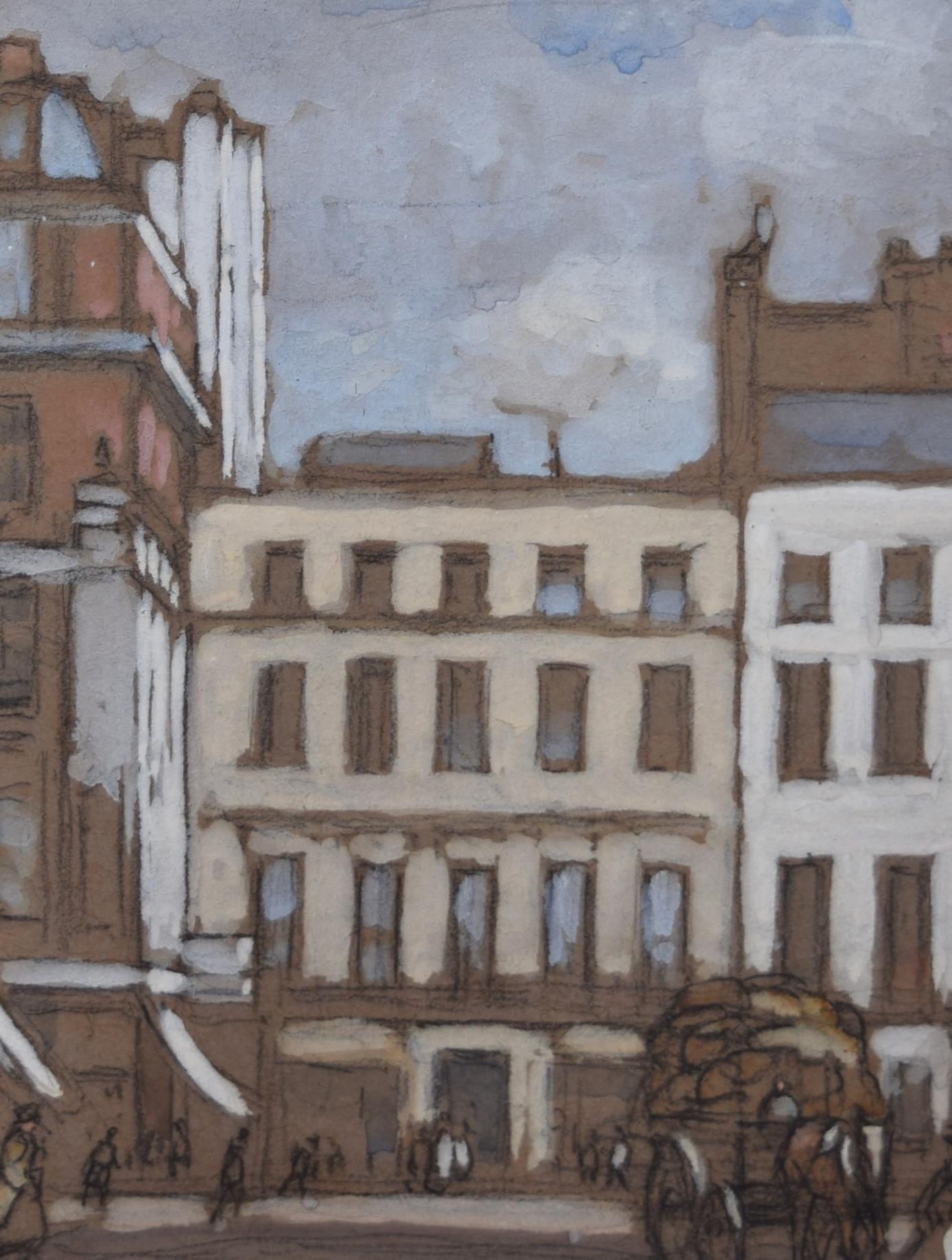 Horace Mann lebt am Hanover Square, London, Gouache-Gemälde, Edwardian, 1920 – Art von Horace Mann Livens