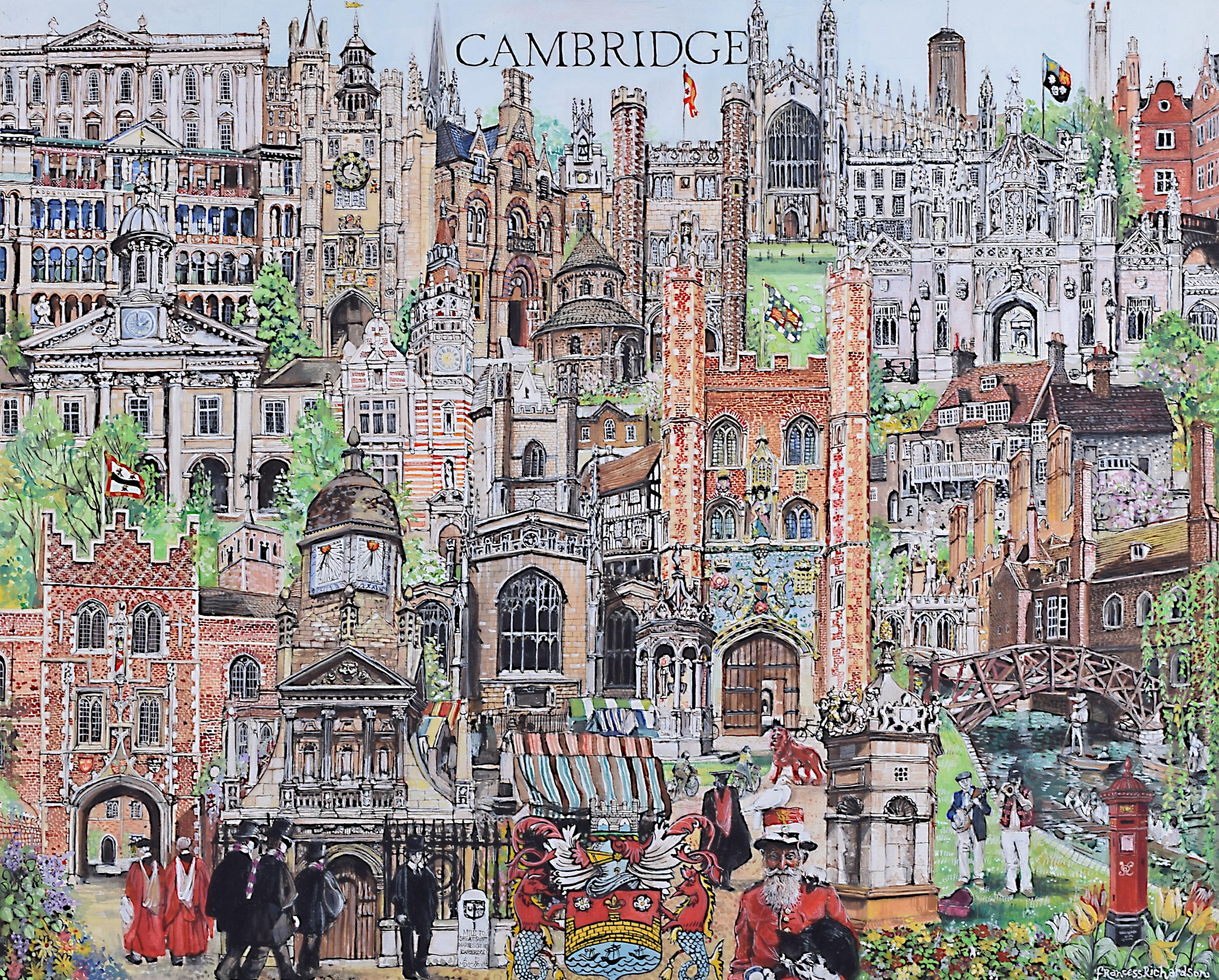 Frances Richardson Landscape Art - Francess Richardson Cambridge Capriccio  Gouache on paper 