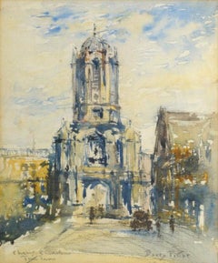 Tom Tower, Colegio Christ Church Oxford J F Barry Pittar RBA arte acuarela