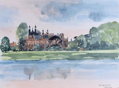 Robert Tavener Eton College desde la Esclusa acuarela Windsor Inglaterra pintura