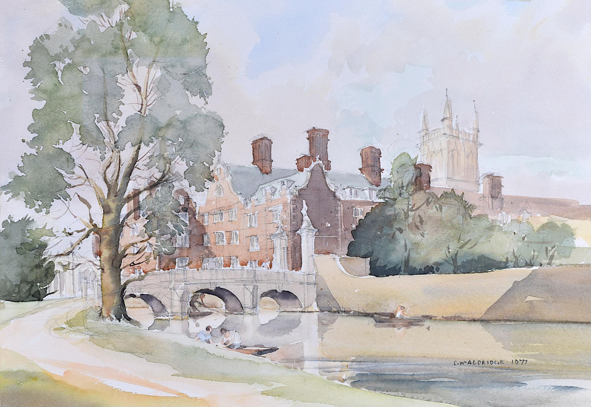 Peinture à l'aquarelle de R Winton Aldridge, St John's College, Cambridge