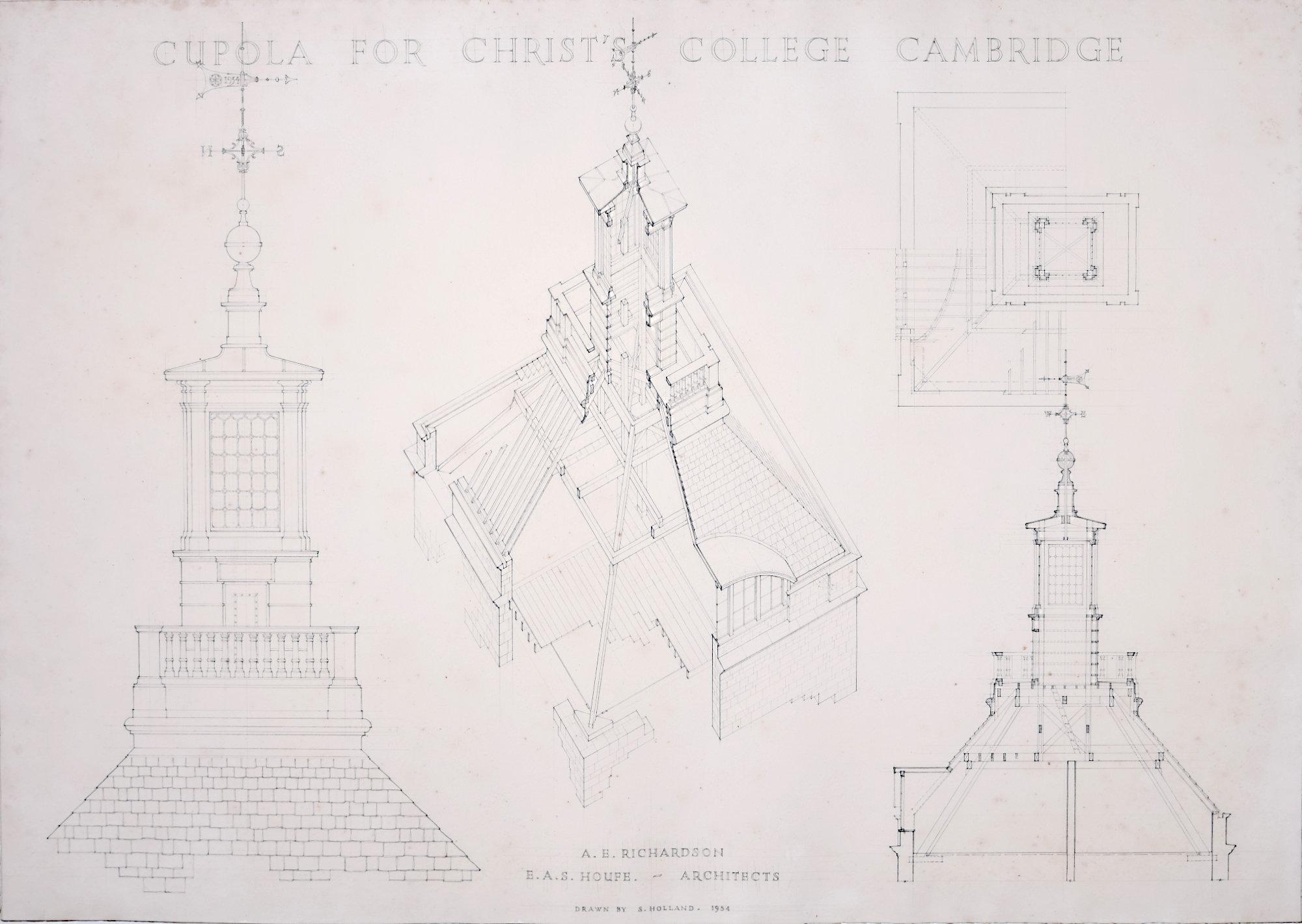 Albert Richardson, Architekt für Christ's College Cambridge, entworfen für New Cupola, Albert