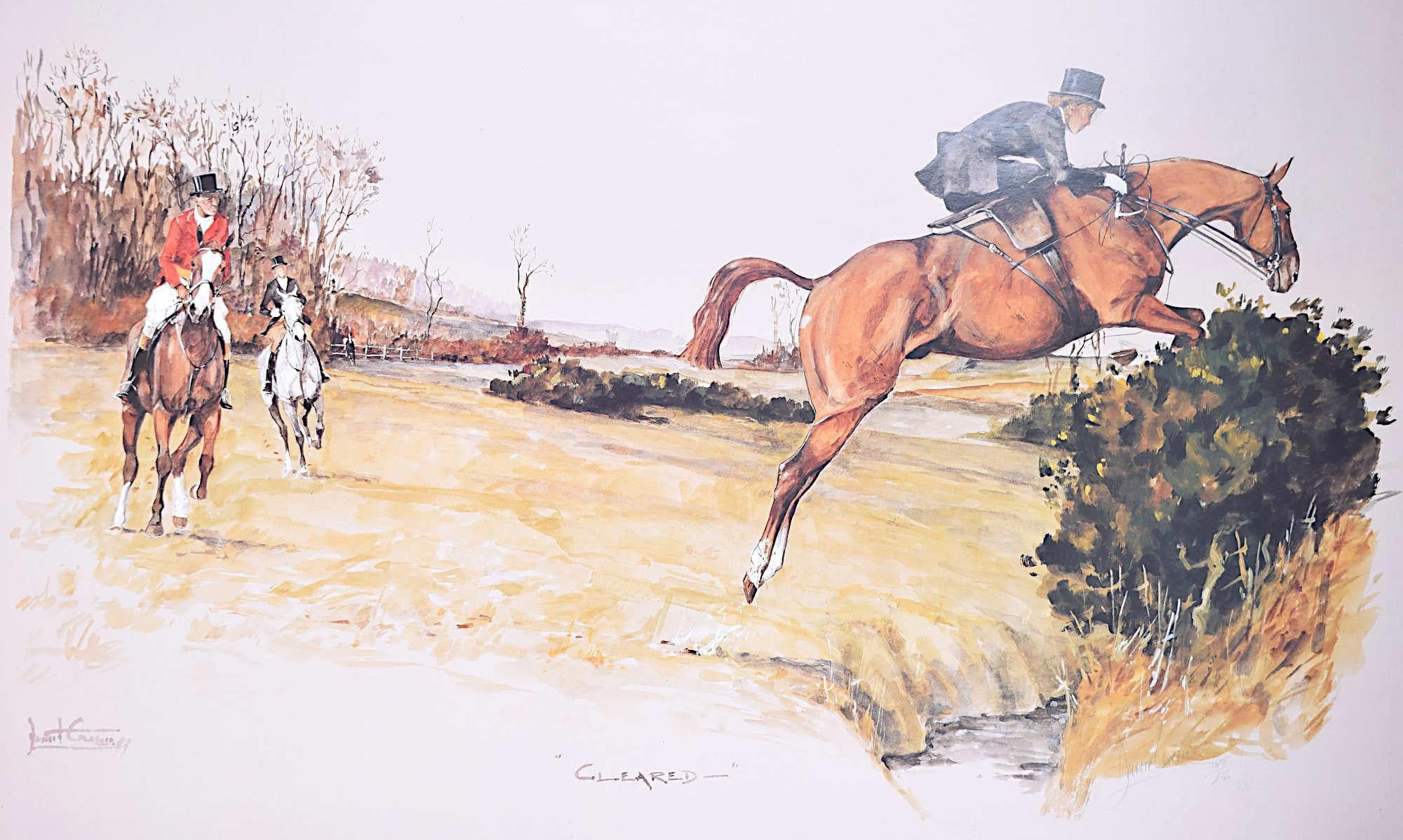 Daniel Crane Foxhunting Print 'Cleared' English Fox Hunting Hounds Horses