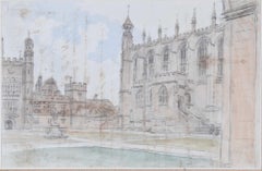 Antique Dr William Crotch 1832 Eton College Chapel watercolour Public School Windsor