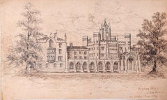 St John's College Cambridge M Gerling pencil drawing 1885