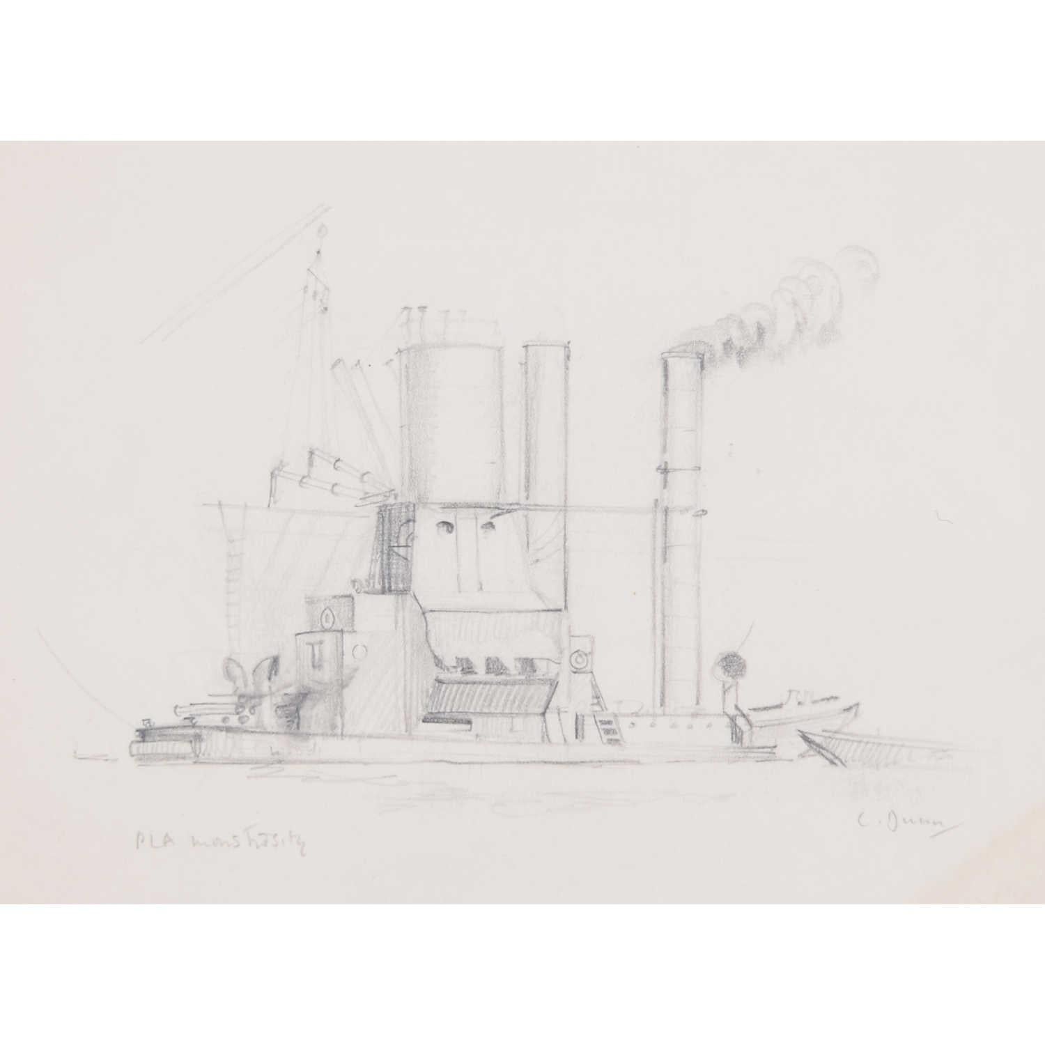 Laurence Dunn, Port of London Authority Ship 'PLA Monstrosity' Drawing (c1950s) 