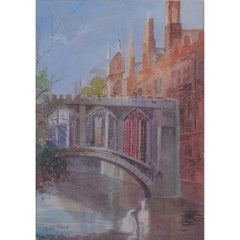 Edward William Trick, 'Bridge of Sighs, St Johns College Cambridge' watercolour