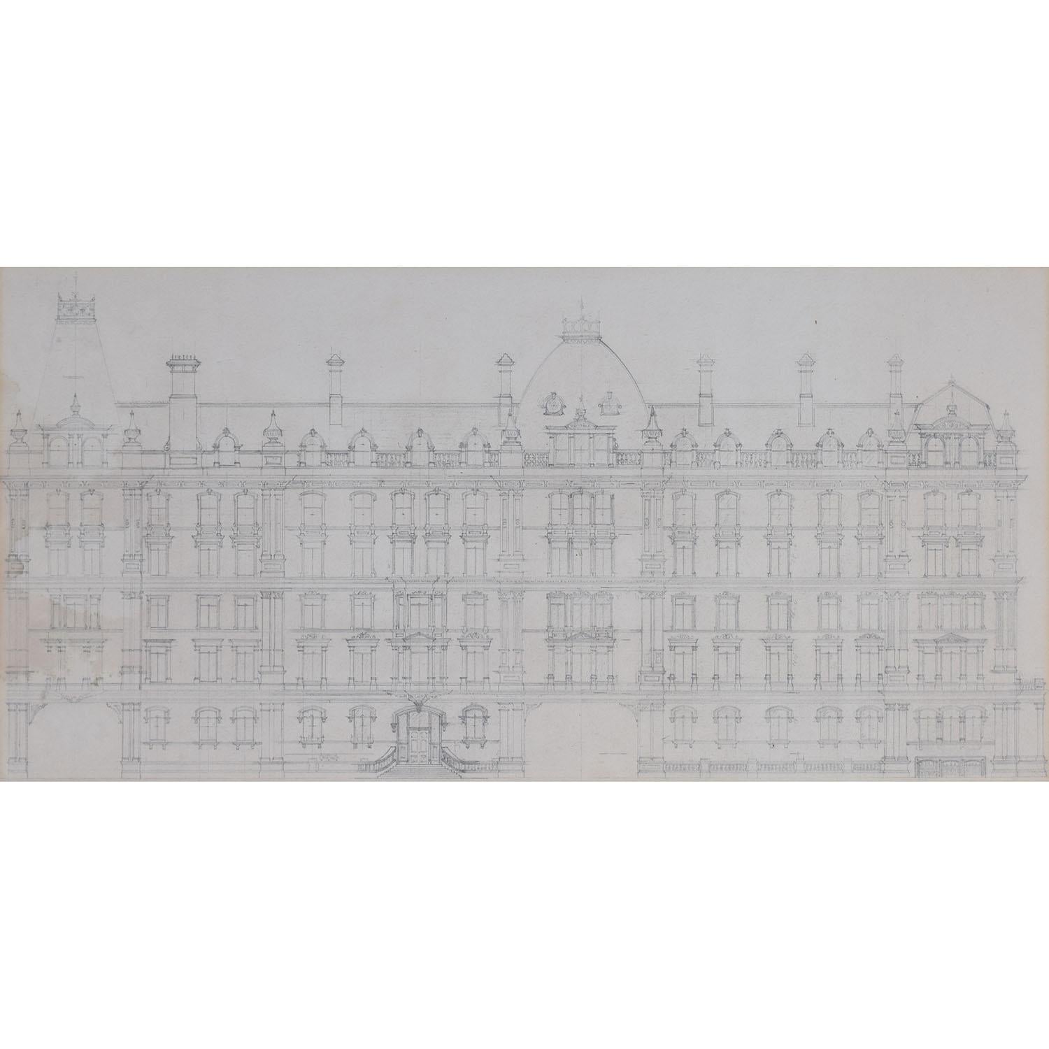 Design for the Midland Hotel, Manchester Architectural Drawing Railway Hotel