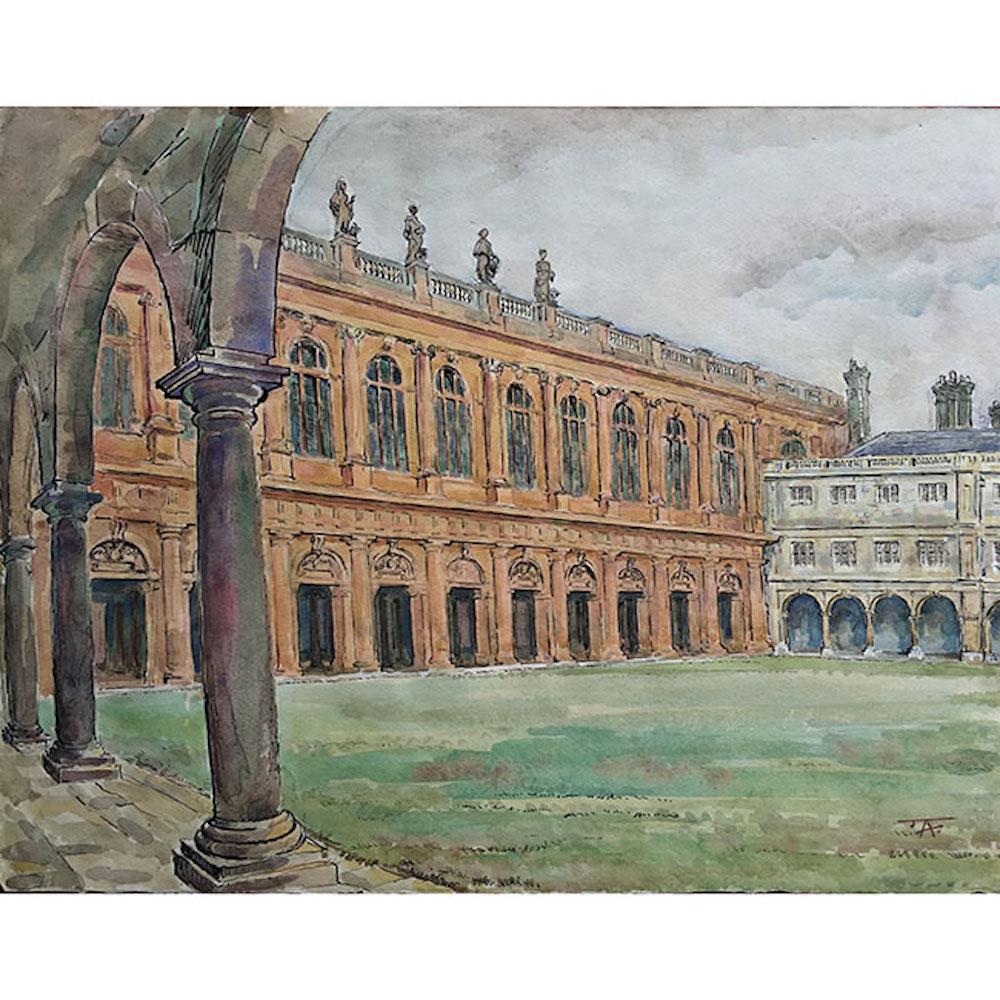 JVC Anthony, Wren Library, Trinity College Cambridge Aquarelle du 20e siècle