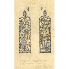 Reginald Hallward, croquis pour une fenêtre de St Etheldreda's, Fulham 