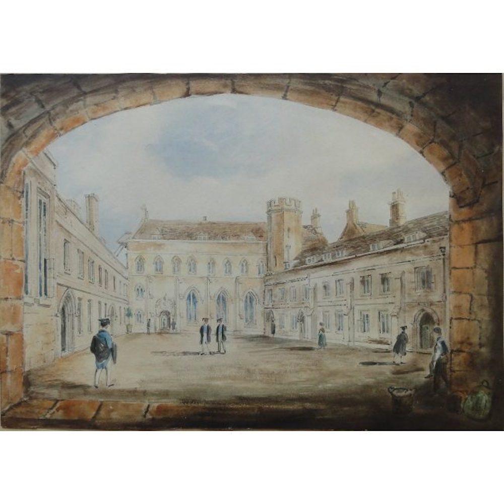 Richard Bankes Harraden, „First Court, Pembroke College, Cambridge“, um 1830